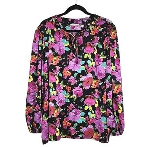 Juliet By Sunny Leigh Women's Multi Colour Floral Print Lightweight Blouse 3X